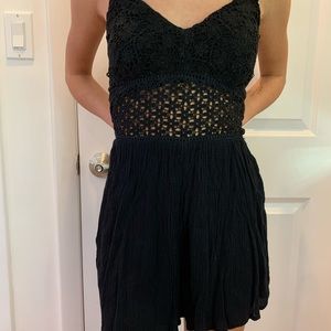 BLACK CROCHET ROMPER